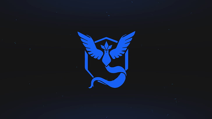 Mystic logo, Pokemon Go, Team Mystic, blue, no people, night