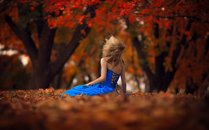 HD wallpaper: Sad Girl Sitting Alone, women's blue off-shoulder dress, Love  | Wallpaper Flare