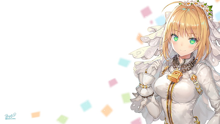 female yellow haired anime character illustration, blonde, Fate Series, HD wallpaper