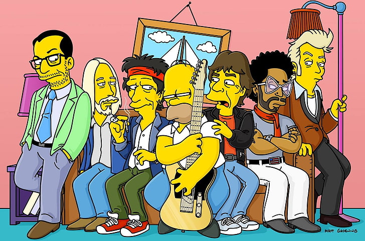 The Simpsons graphic cover, Homer Simpson, music, adult, communication, HD wallpaper