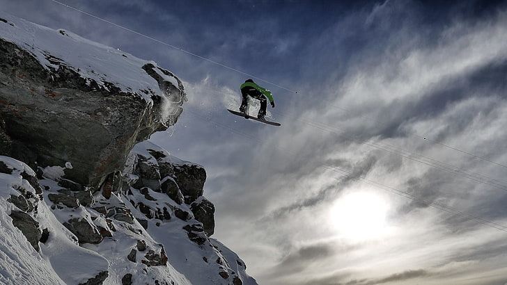 snowboarding, mountains, extreme sports, adventure, winter, HD wallpaper