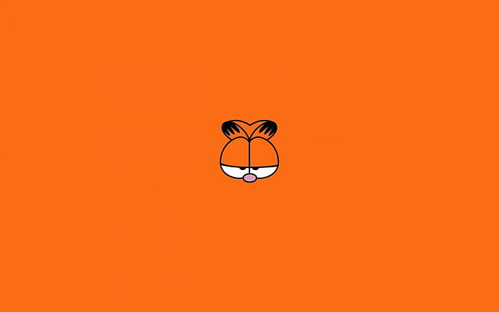 Garfield digital wallpaper, minimalism, cat, orange, eyes, orange color