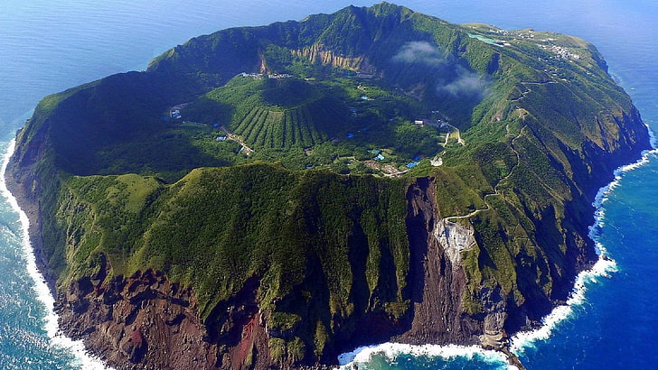 volcano, landscape, Aogashima, Japan, scenics - nature, mountain, HD wallpaper