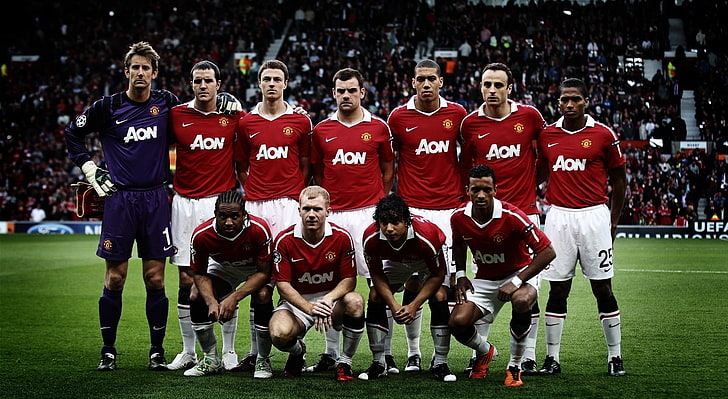 Manchester United, men's red AON soccer jersey, Sports, Football, HD wallpaper