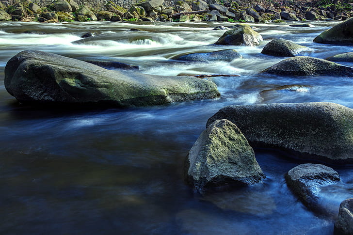 river with mineral rocks at daytime, Bodetal, Thale, Filter, Sachsen-Anhalt, HD wallpaper