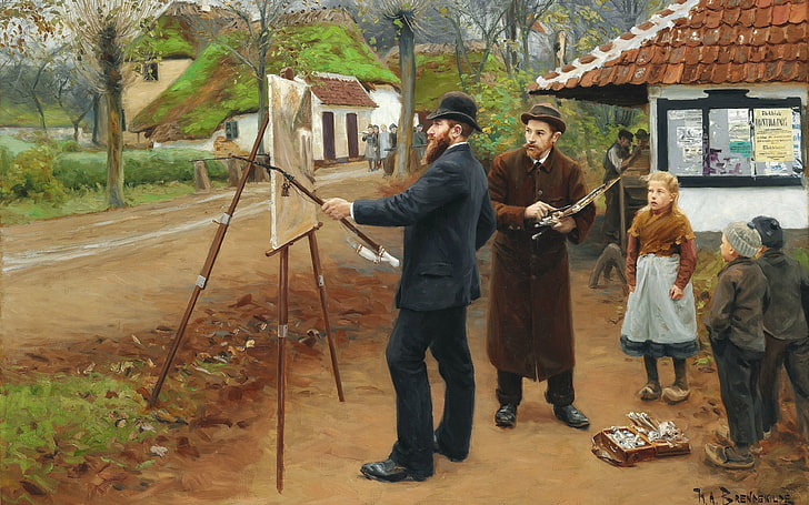 1893, Danish painter, Danish realist painter, Hans Andersen Brendekilde, HD wallpaper