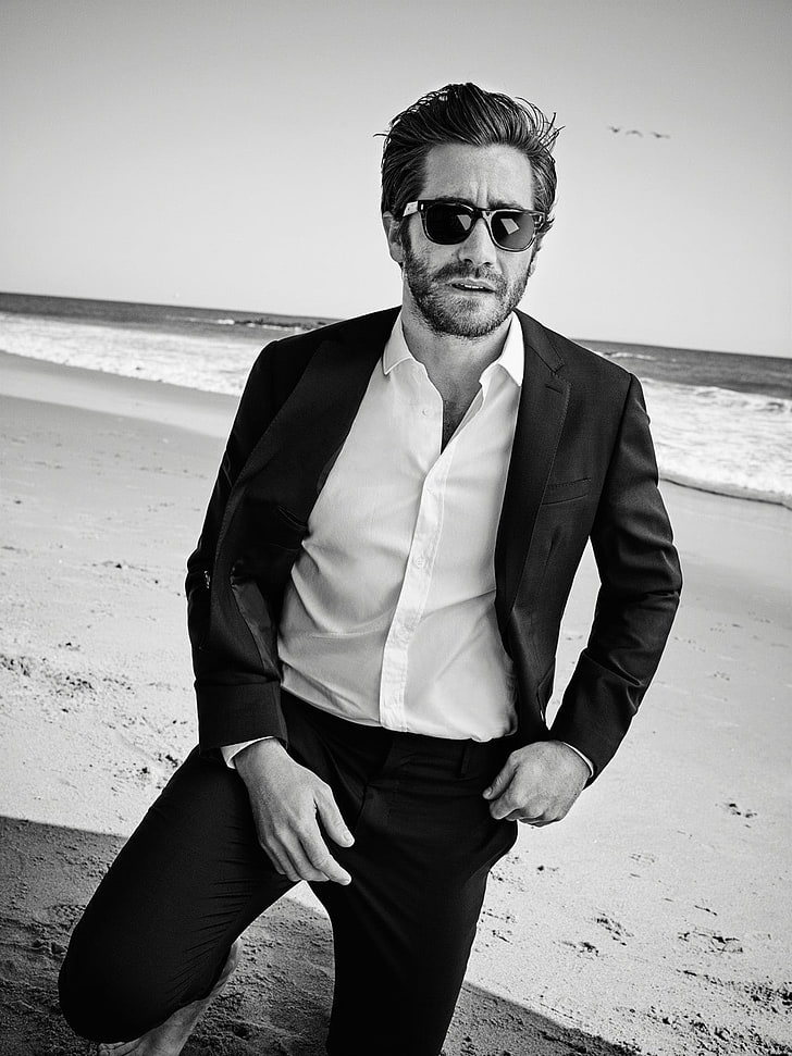 Jake Gyllenhaal, monochrome, fashion, one person, glasses, sunglasses, HD wallpaper