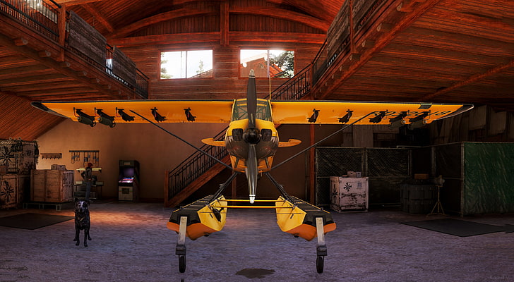 Far Cry 5, games art, planes, Boomer, Garage, video games, indoors