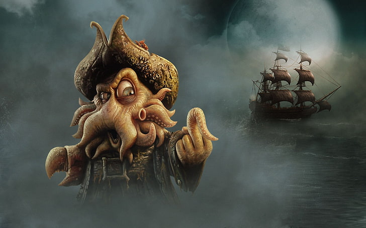 Davy Jones illustration, Pirates Of The Caribbean, art and craft