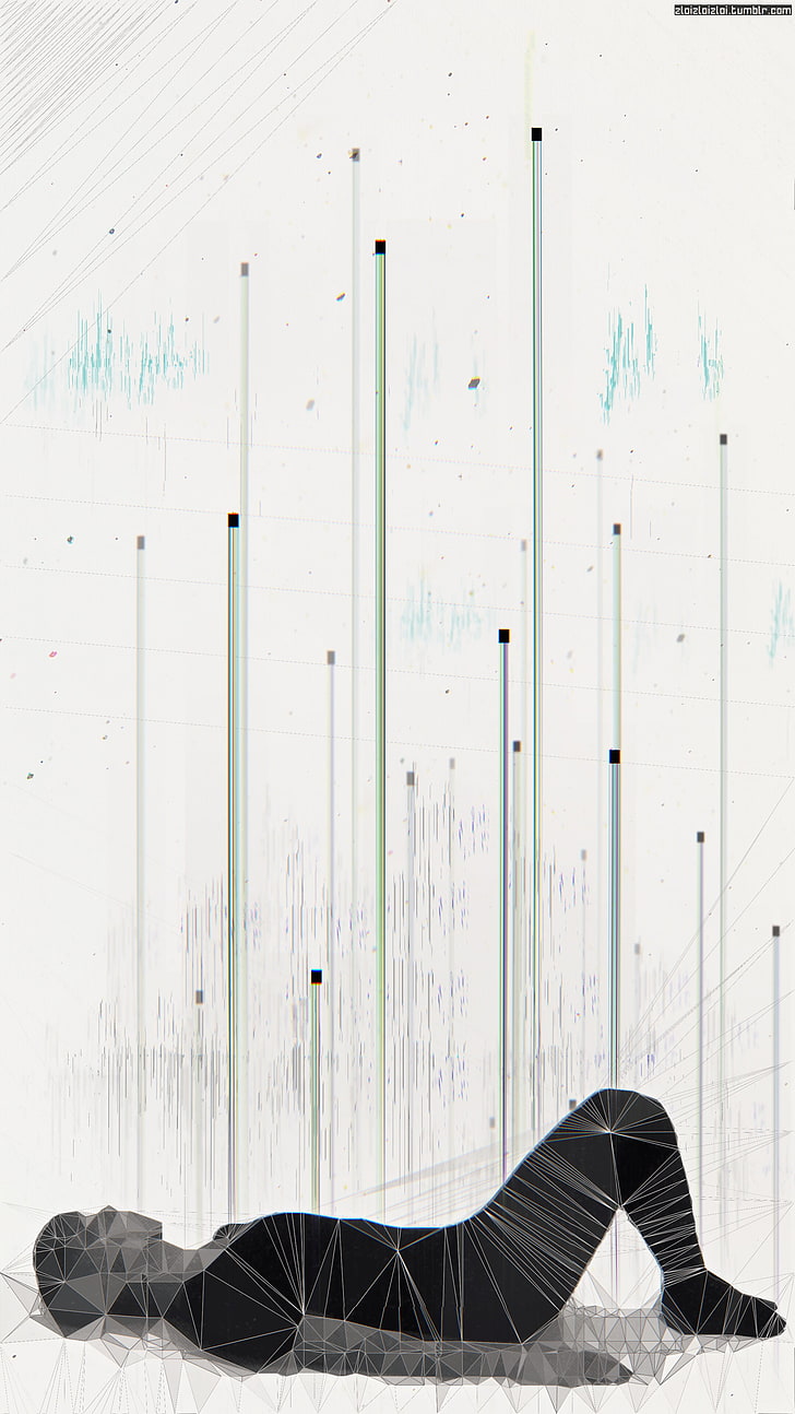 women's black shirt illustration, glitch art, abstract, cyberpunk, HD wallpaper