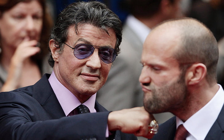 Jason Statham and Silverster Stallone, sylvester stallone, celebrities