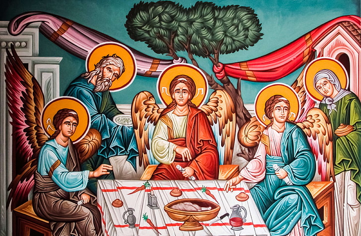 abrahams philoxenia, ayia triada, christianity, church, cyprus, HD wallpaper