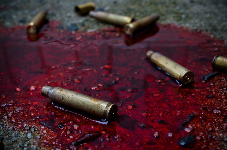 rifle bullets, Dark, Blood, metal, no people, cigarette, indoors, HD wallpaper