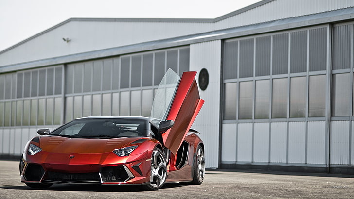 Lamborghini Aventador, red cars, Super Car, vehicle, mode of transportation, HD wallpaper