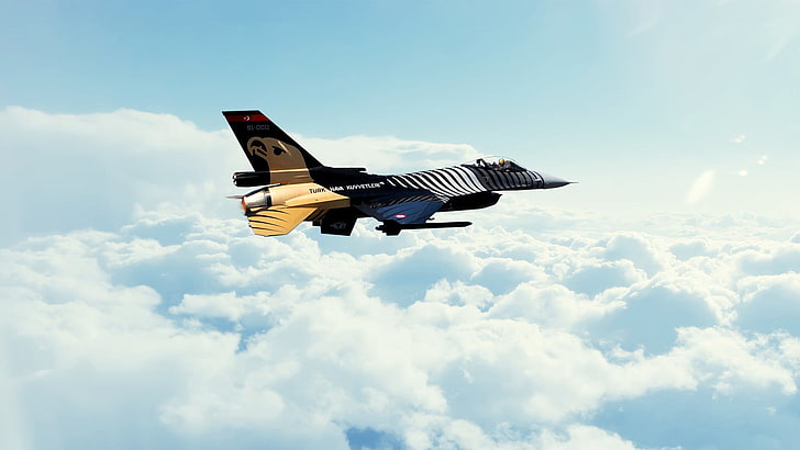 black and brown fighter jet, Solo Türk, Turkey, General Dynamics F-16 Fighting Falcon, HD wallpaper