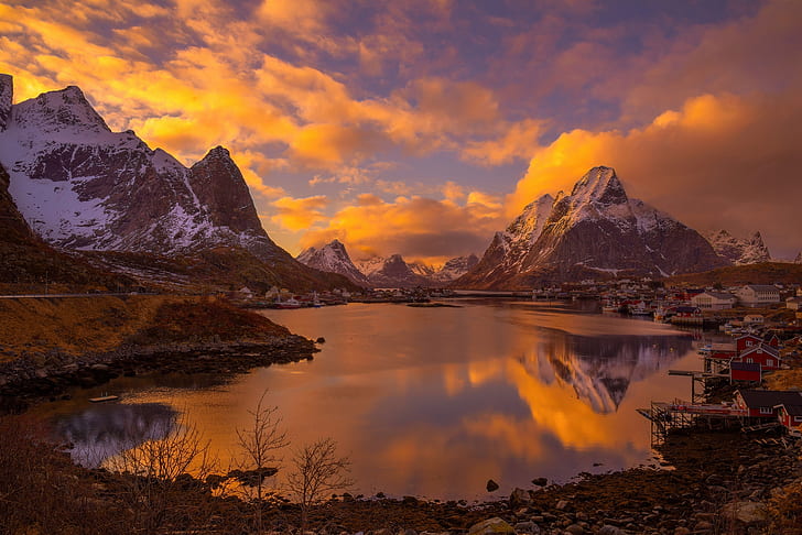 Photography, Lofoten, Glow, Landscape, Lofoten Islands, Mountain, HD wallpaper
