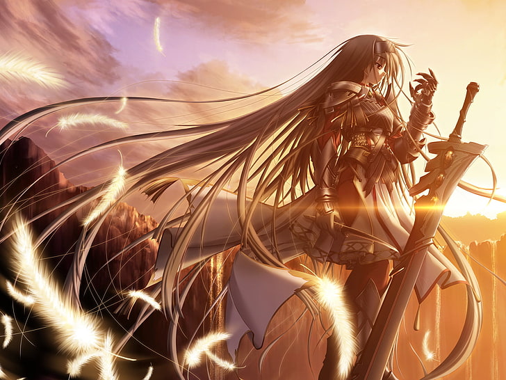 woman character with sword wallpaper, anime, anime girls, Primitive Link
