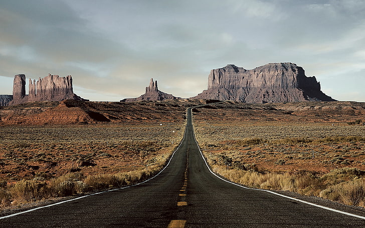 road, mountains, sky, field, Forrest Gump Point, Arizona, scenics - nature, HD wallpaper