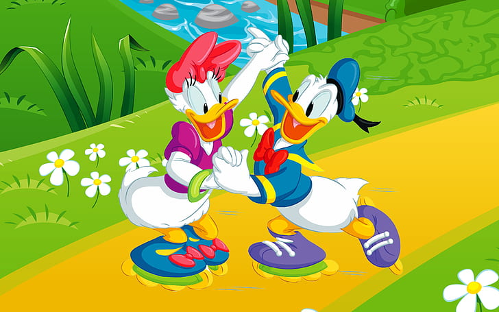 Donald Duck And Daisy Duck Dancing With Rollers Walt Disney Hd Wallpapers 2560×1600, HD wallpaper