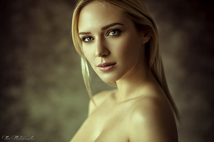Eva Mikulski, women, blonde, face, brunette, portrait