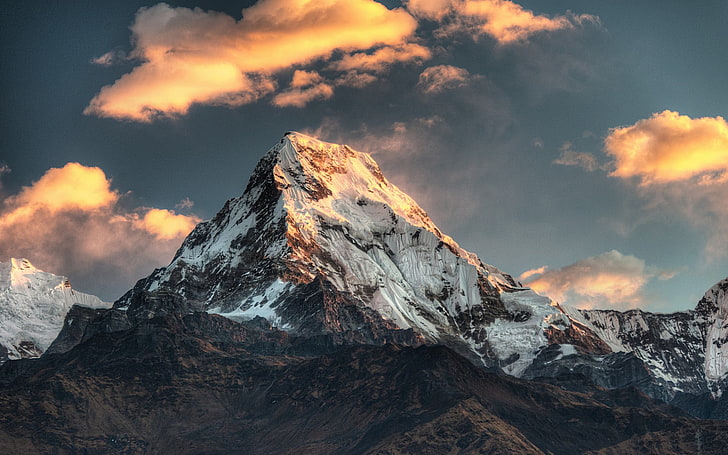 snow covered moutain, landscape, mountains, nature, annapurna