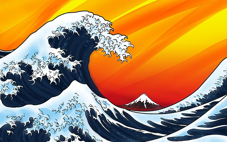 Great Wave of Kanagawa painting, waves, The Great Wave off Kanagawa, HD wallpaper