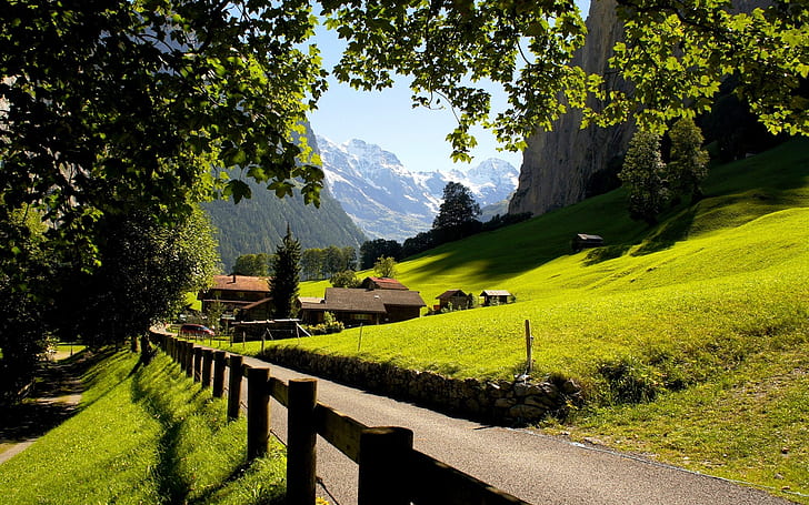 Switzerland, Lauterbrunnen, Jungfrau, city, mountains, the Alps, HD wallpaper