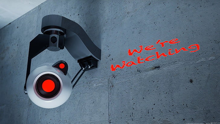 Portal (game), Portal 2, video games, red, no people, gray