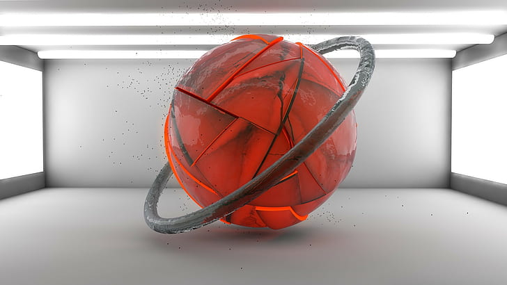 digital art, render, CGI, ball, sphere, 3D, circle