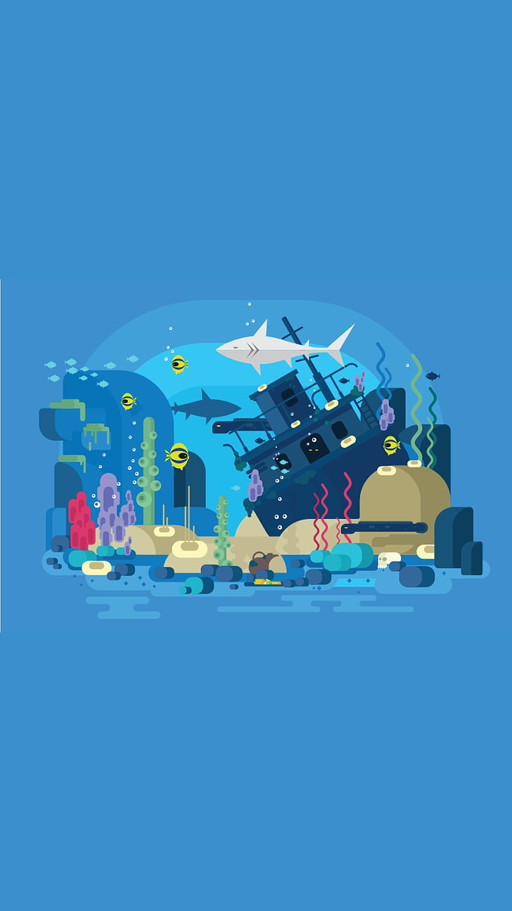 underwater, minimalism, blue, communication, map, world map, HD wallpaper