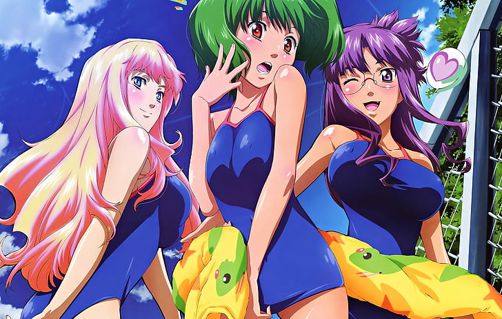 macross frontier meganekko swimsuits lee ranka nome sheryl Anime Macross HD Art, HD wallpaper