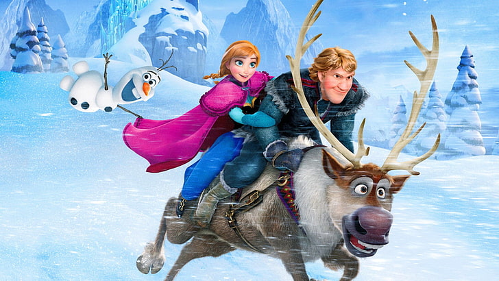 Princess Anna, Christov, Disney, Olaf, happy, love, Frozen (movie), HD wallpaper