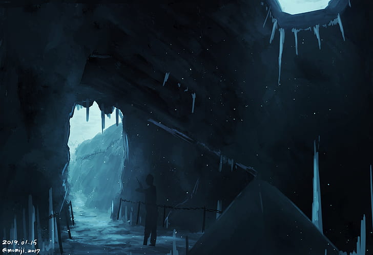 Anime Landscape Anime Dark Cave background