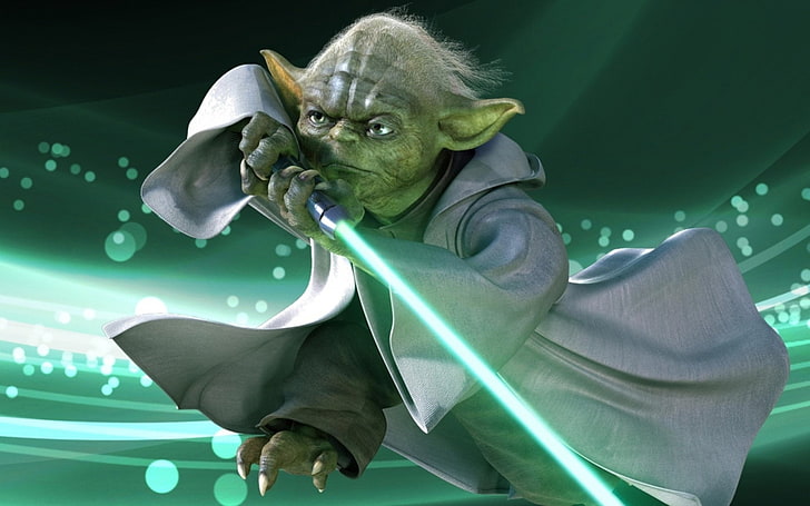 Master Yoda digital wallpaper, Star Wars, green color, mammal