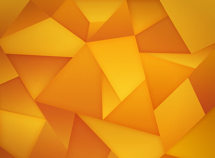 Triangles, orange wallpaper, Artistic, Abstract, design, yellow, HD wallpaper