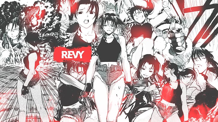 manga, collage, anime girls, Revy, Black Lagoon
