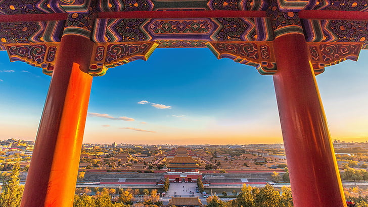 castle, palace, forbidden city, beijing, china, asia, sky, landmark, HD wallpaper