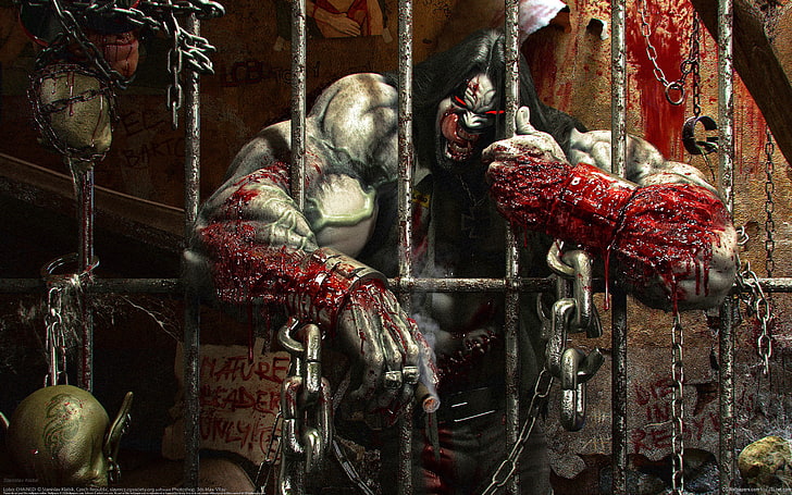 DC Comics Lobo illustration, blood, monster, cell, cultures, old