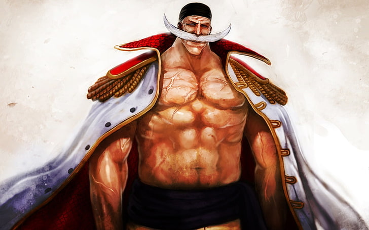 Edward Newgate illustration, One Piece, anime, Whitebeard, shirtless, HD wallpaper