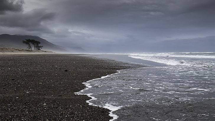 body of water, New Zealand, coast, sea, landscape, nature, cloud - sky, HD wallpaper