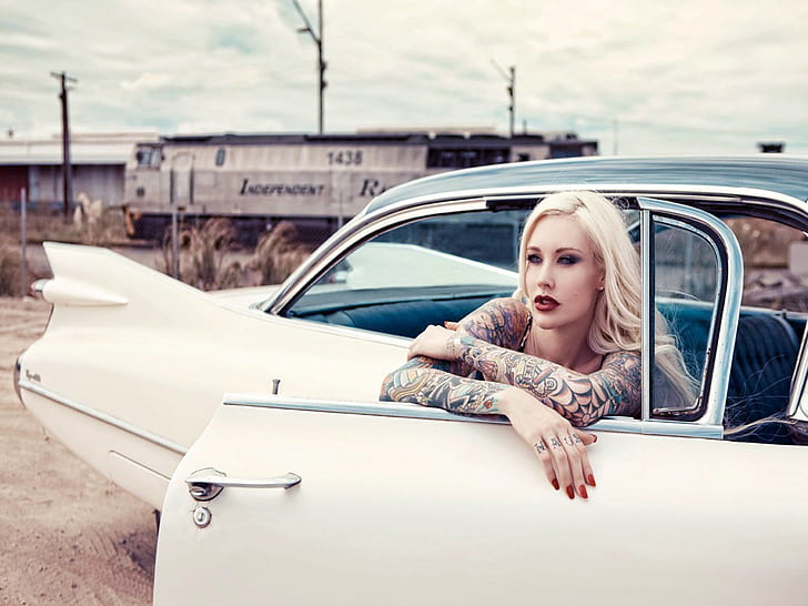 Hd Wallpaper Blondes Tattoos Women Girls With Cars Classic Cars Cadillac Series 62 Series 62 1920x1440 Wallpap Art Tattoos Hd Art Wallpaper Flare