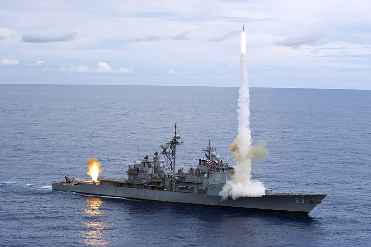 Ticonderoga-class, firing, cruiser, U.S. Navy, USS Cowpens