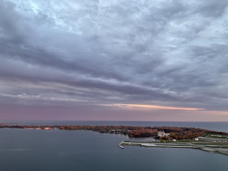 sky, sunset, Lake Ontario, Toronto, clouds, Toronto islands, HD wallpaper
