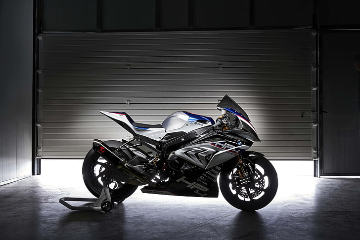 4K, BMW HP4 Race, transportation, motorcycle, indoors, mode of transportation, HD wallpaper