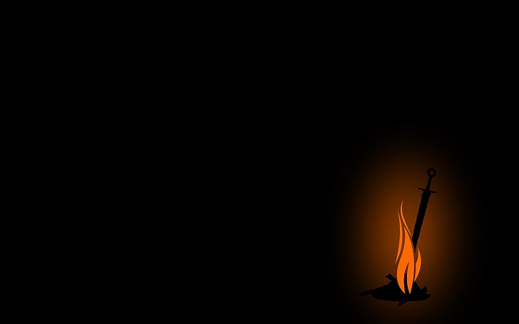 untitled, Dark Souls, video games, fire, sword, simple background