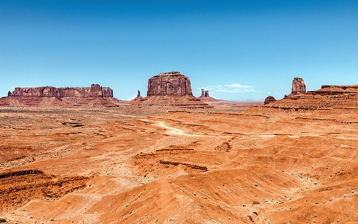 brown mountain, landscape, desert, rock, nature, Monument Valley, HD wallpaper