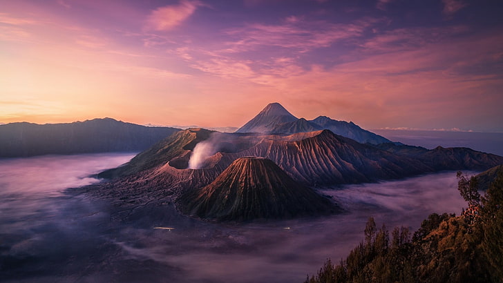 highland, volcanos, active volcano, indonesia, mount bromo, HD wallpaper
