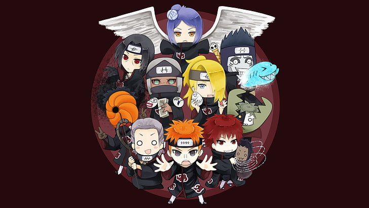 Naruto Akatsuki illustration, Anime, Akatsuki (Naruto), Deidara (Naruto), HD wallpaper