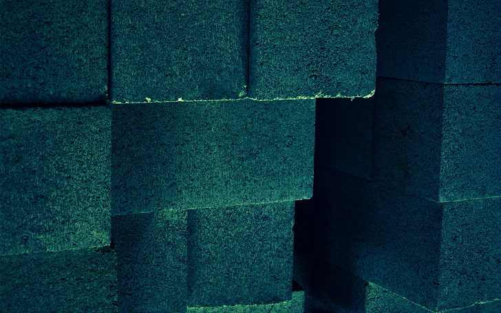 gray bricks, blue background, backgrounds, full frame, built structure, HD wallpaper