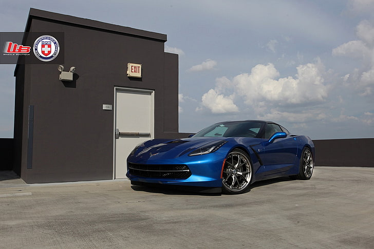 bleu, blue, cars, chevrolet, chevy, convertible, corvette, muscle, HD wallpaper